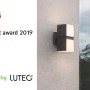 Moderne Lutec LED Design Außenleuchte Cuba mit zwei drehbaren, würfelförmigen Köpfen.