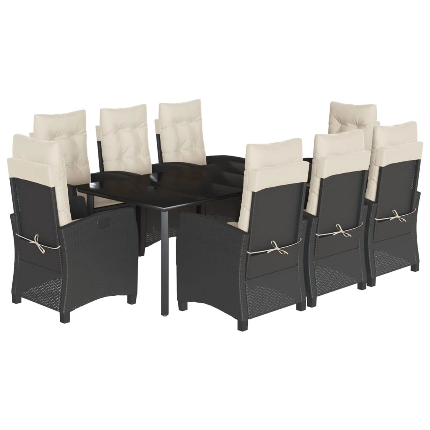 vidaXL 9-Tlg Garten-Essgruppe mit Kissen Schwarz Poly Rattan 3212740 günstig online kaufen