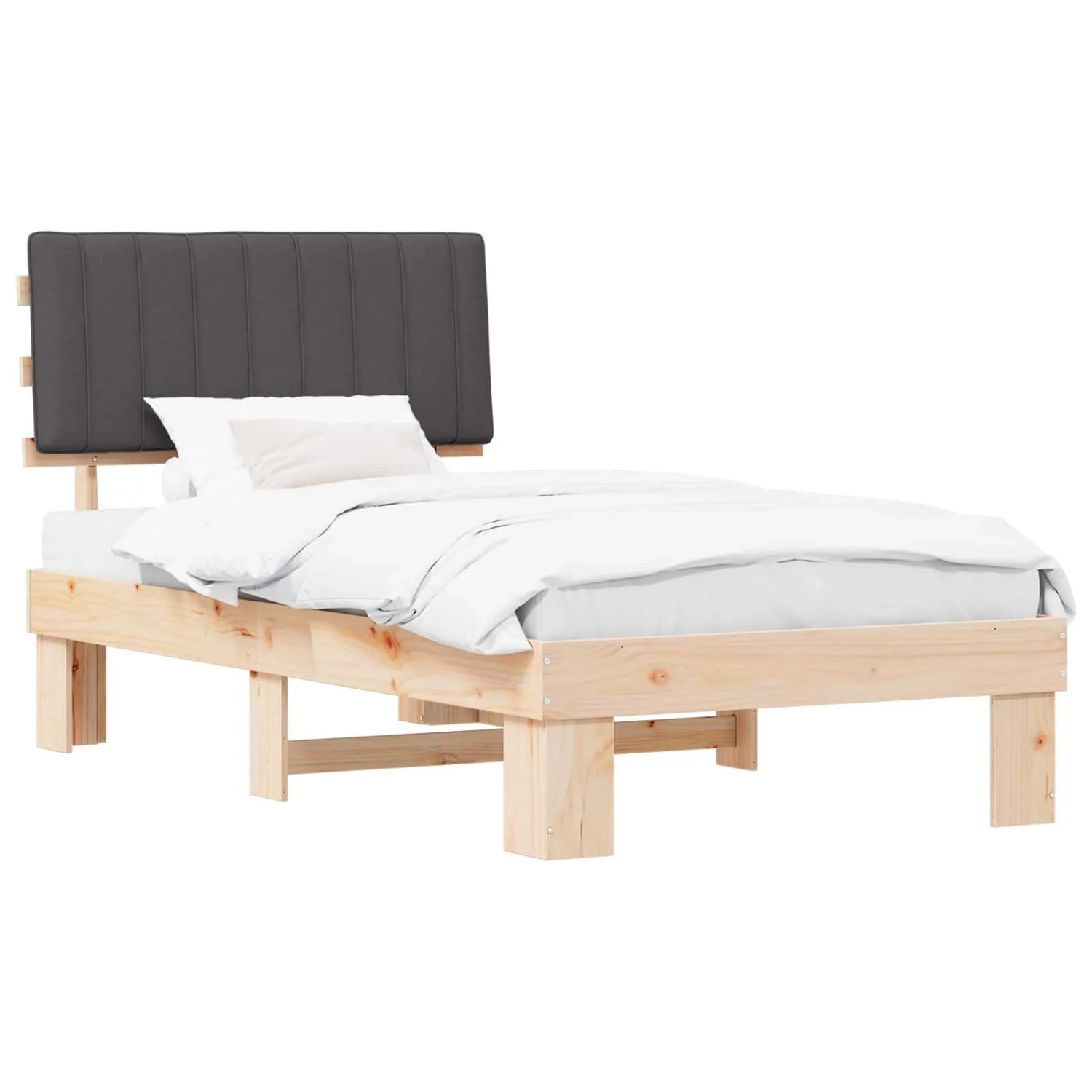 vidaXL Bettgestell mit Gepolstertem Kopfteil Dunkelgrau 100 x 200 cm 877510 günstig online kaufen