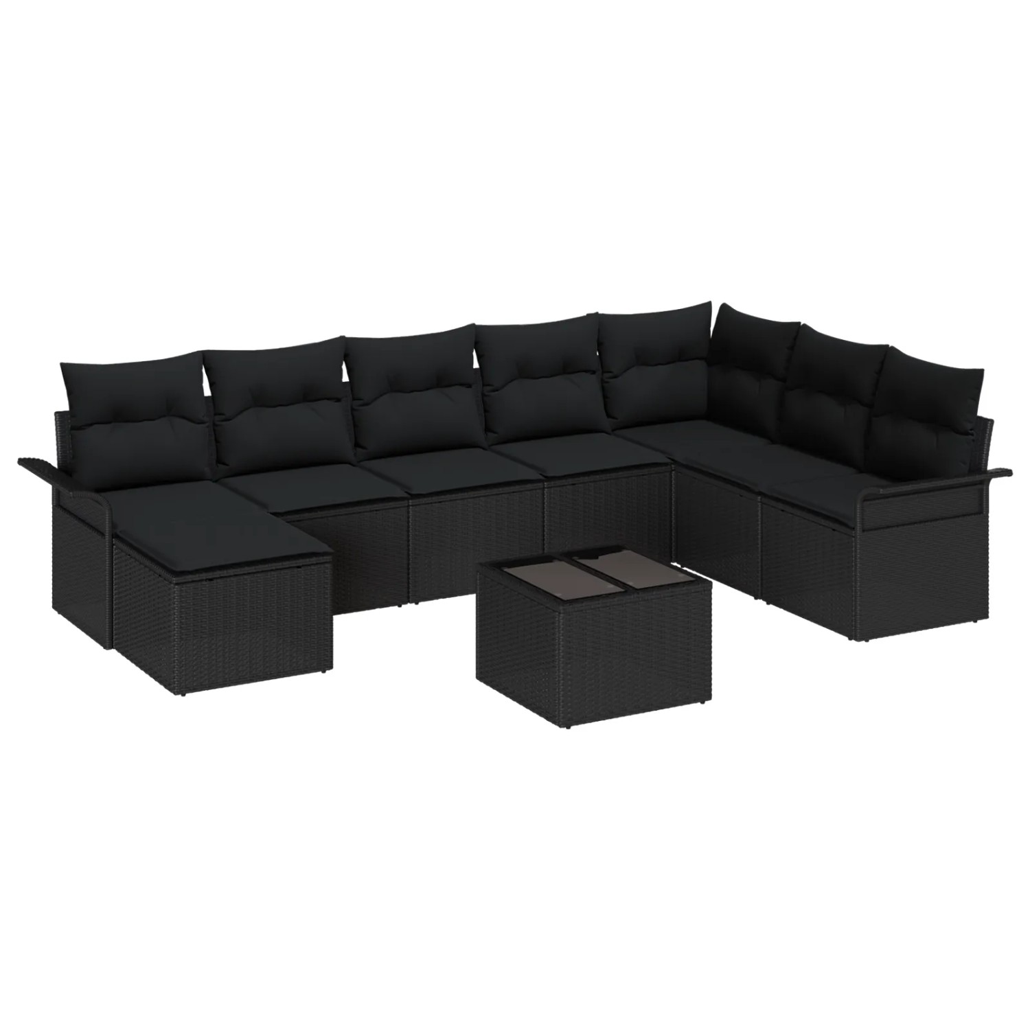 vidaXL Garten-Sofa-Set mit Kissen mit Speicher 9-Tlg Beige Poly Rattan 3354162
