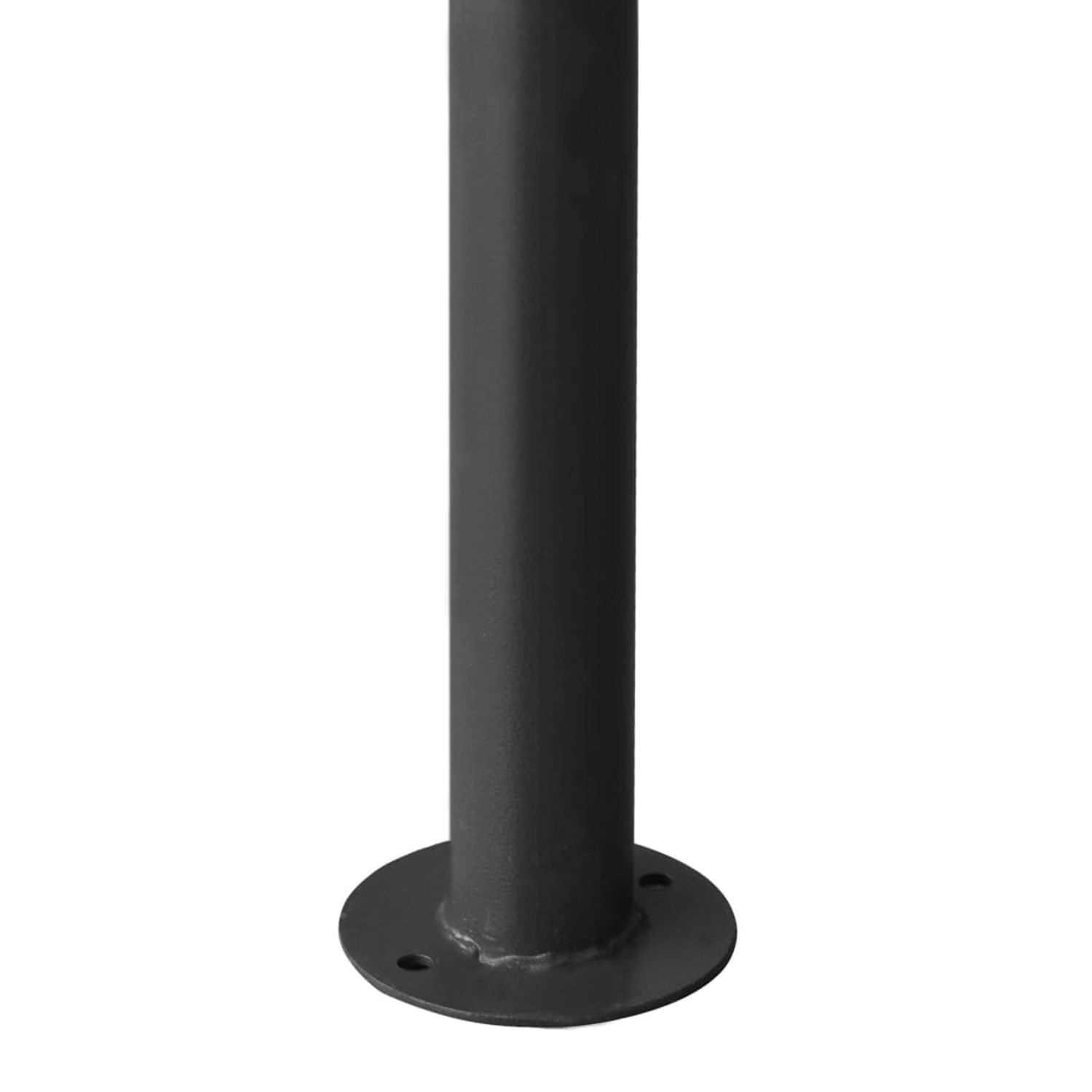 Detailaufnahme: Standfuß des weißen vidaXL Pavillons, 4x4 m, aus Stahl.