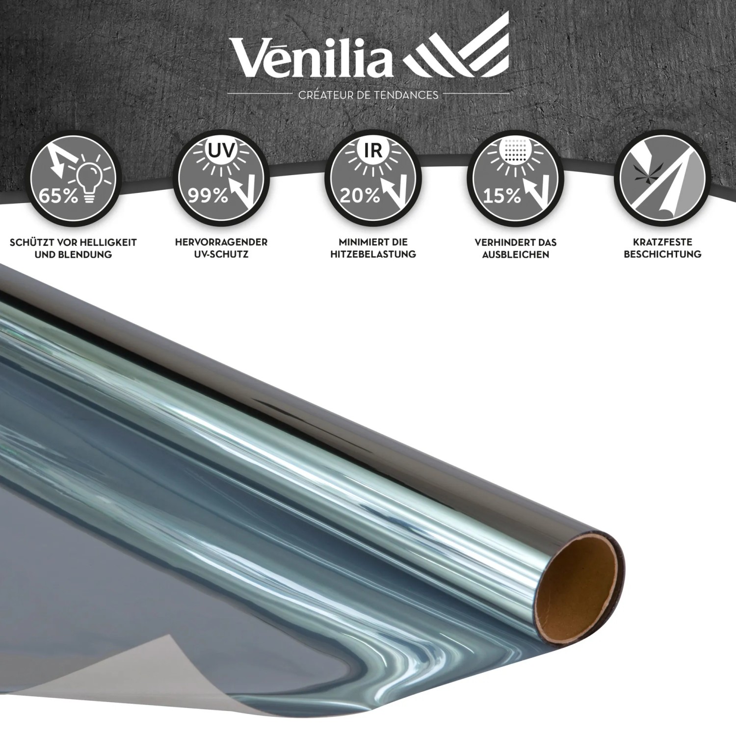 Venilia Fensterfolie Technical Film Tönung, 75x150cm, für Sonnenschutz und mehr Privatsphäre.