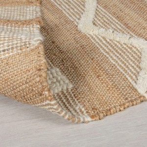 Flair Rugs Hochflorteppich Medina Jute Elfenbein. Strukturiertes Webmuster aus Jute, Wolle, Baumwolle mit Tufting-Effekt.