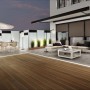 Paulmann LED-Stripe Plug & Shine Smooth, warmweiß, als Bodenbeleuchtung auf einer Terrasse.