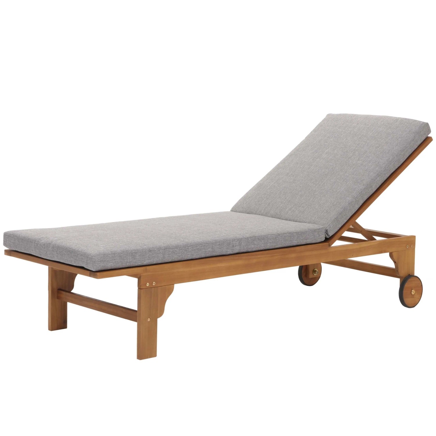 MCW Sonnenliege N48 Massiv-Holz Akazie Kissen Grau