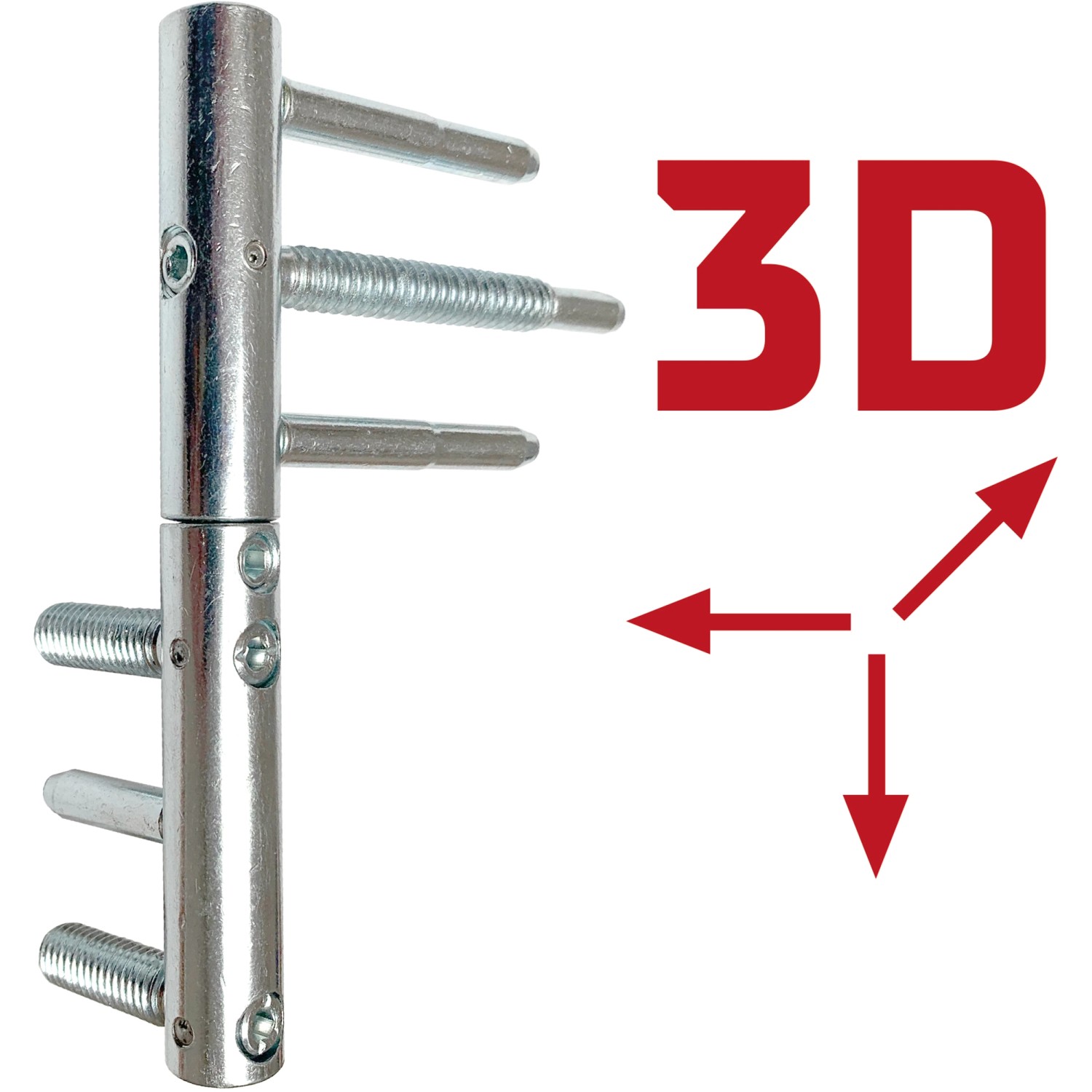 Detailaufnahme eines 3D-verstellbaren Türbandes für Haustüren.