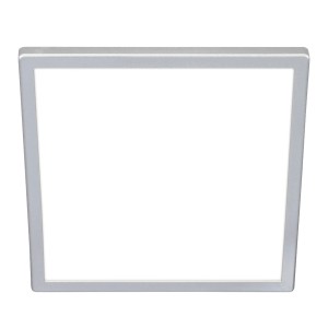 Flache, quadratische LED-Deckenleuchte Kada von Briloner in Chrom Matt, 29,5x29,5 cm.