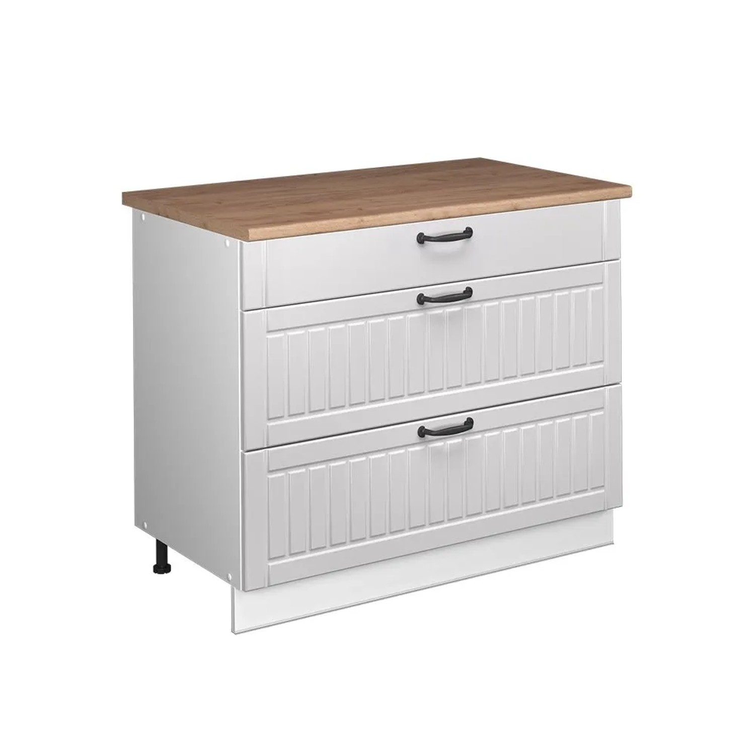 Vicco Küchenunterschrank Fame-Line Weiß Landhaus/Weiß 100 x 82 AP Eiche Art Nr 62004