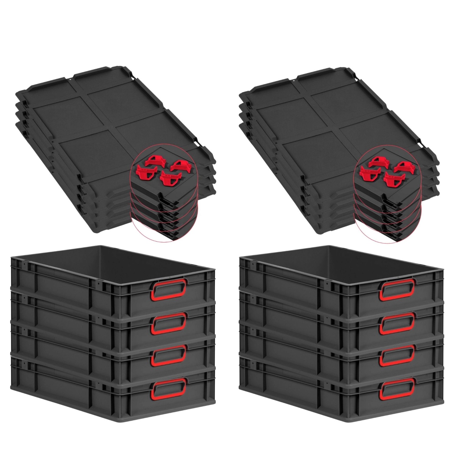 PROREGAL SuperSparSet 8x Eurobox Nextgen Color Mit Auflagedeckel HxBxT 12x4 günstig online kaufen