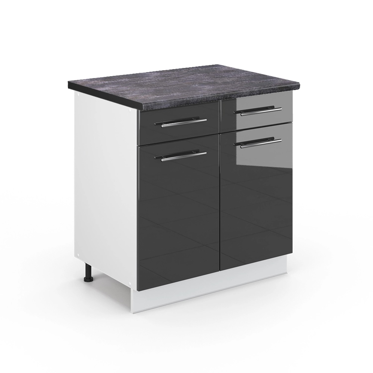 Vicco Küchenunterschrank Fame-Line Anthrazit Hochglanz/Weiß 80 cm AP Anthra günstig online kaufen