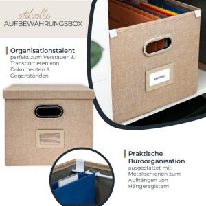 HMF 250473-27 Aufbewahrungsbox Deckel DIN A4 Hängeregister Kallax 33 x 37 x 28 cm