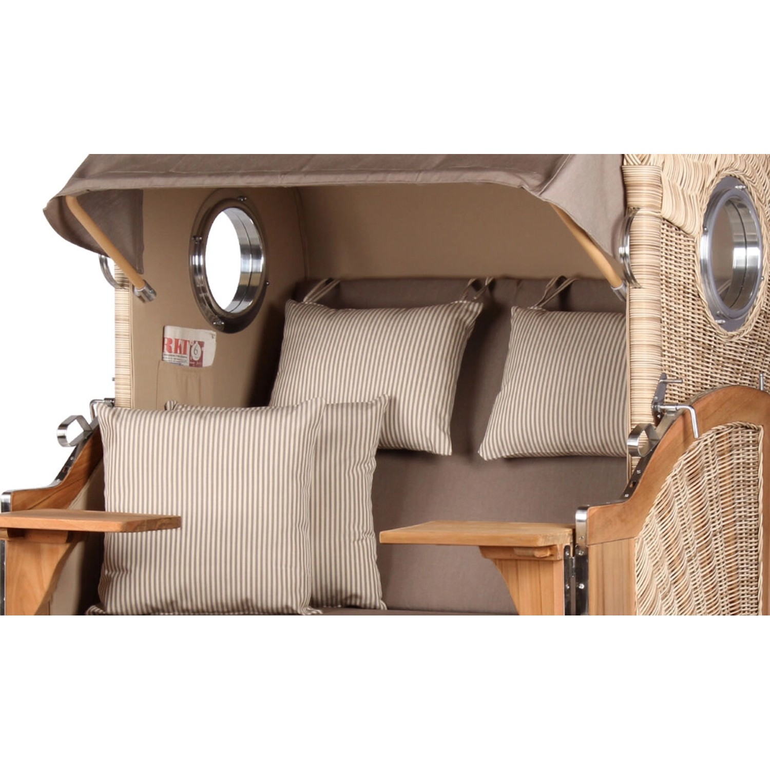 bene living Strandkorb Komplettset Ammersee Teak Bullauge PE Shell ...