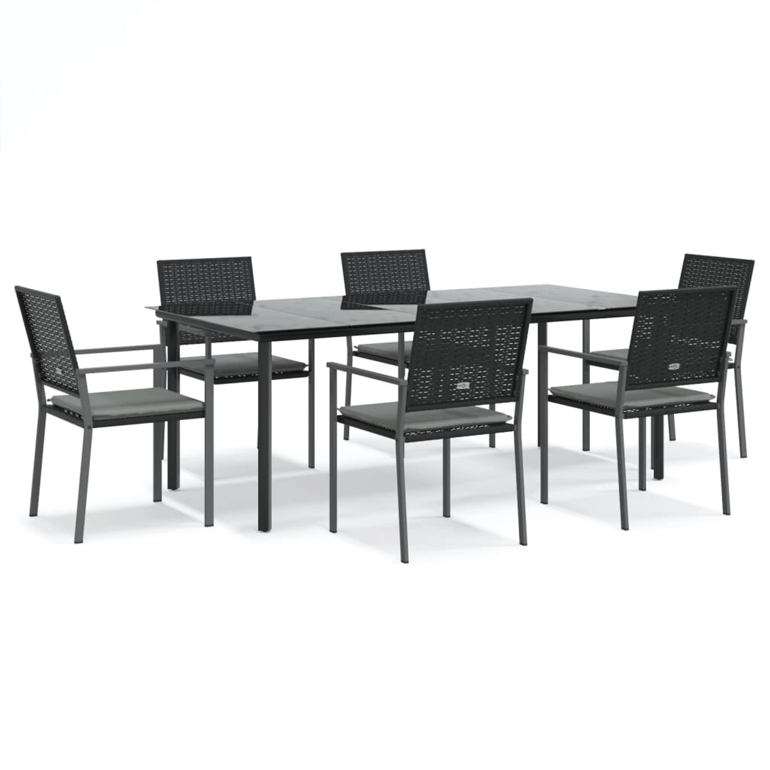 vidaXL 7-Tlg Garten-Essgruppe mit Kissen Poly Rattan und Stahl 3187029 günstig online kaufen