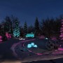 Dekorative Paulmann Plug & Shine Globe RGBW Außenleuchten im winterlichen Garten.
