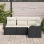 Schwarzes vidaXL Garten-Sofa-Set aus Rattan mit Kissen, 4-teilig. Gartenmöbel für Terrasse und Garten.