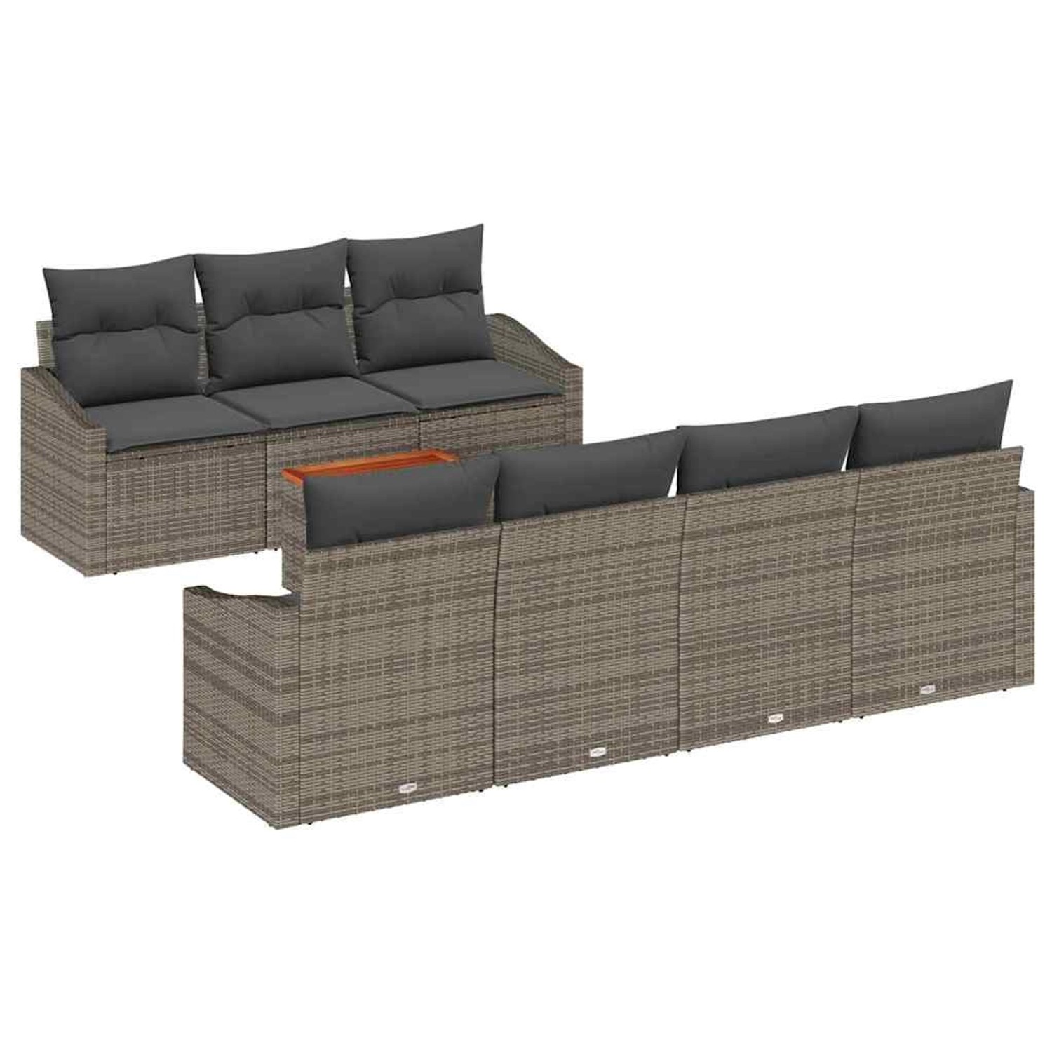 vidaXL Garten-Sofa-Set mit Kissen 8-Tlg Grau Poly Rattan 3347790 günstig online kaufen