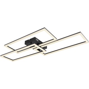 Moderne, dimmbare LED-Deckenleuchte Tiny, 1-flammig, schwarz matt, mit rechteckigen Elementen.