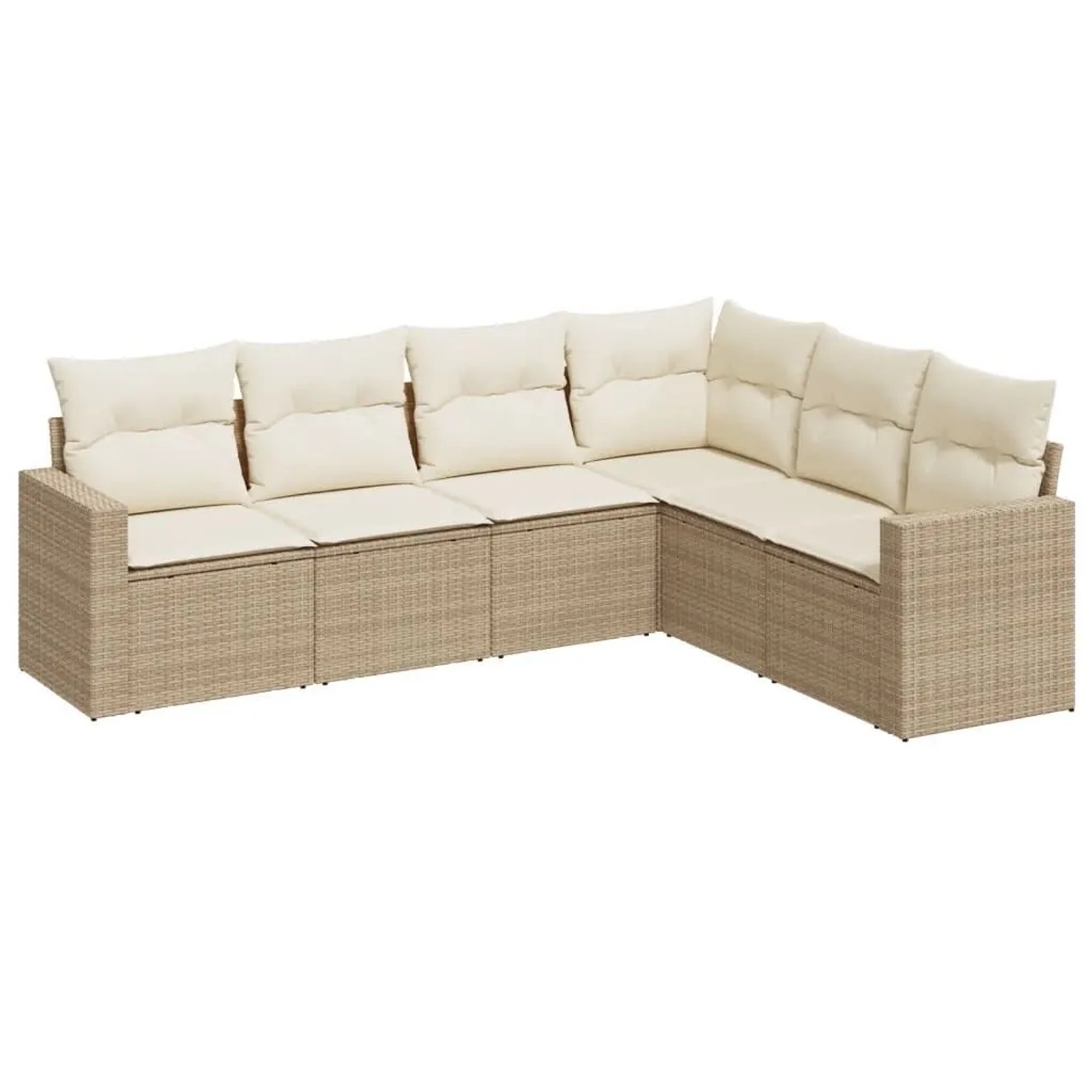 vidaXL 6-Tlg Garten-Sofagarnitur mit Kissen Beige Poly Rattan 3251345