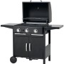 Schwarzer tepro Gasgrill Mayfield mit 3 Brennern, Seitentischen und Unterschrank.
