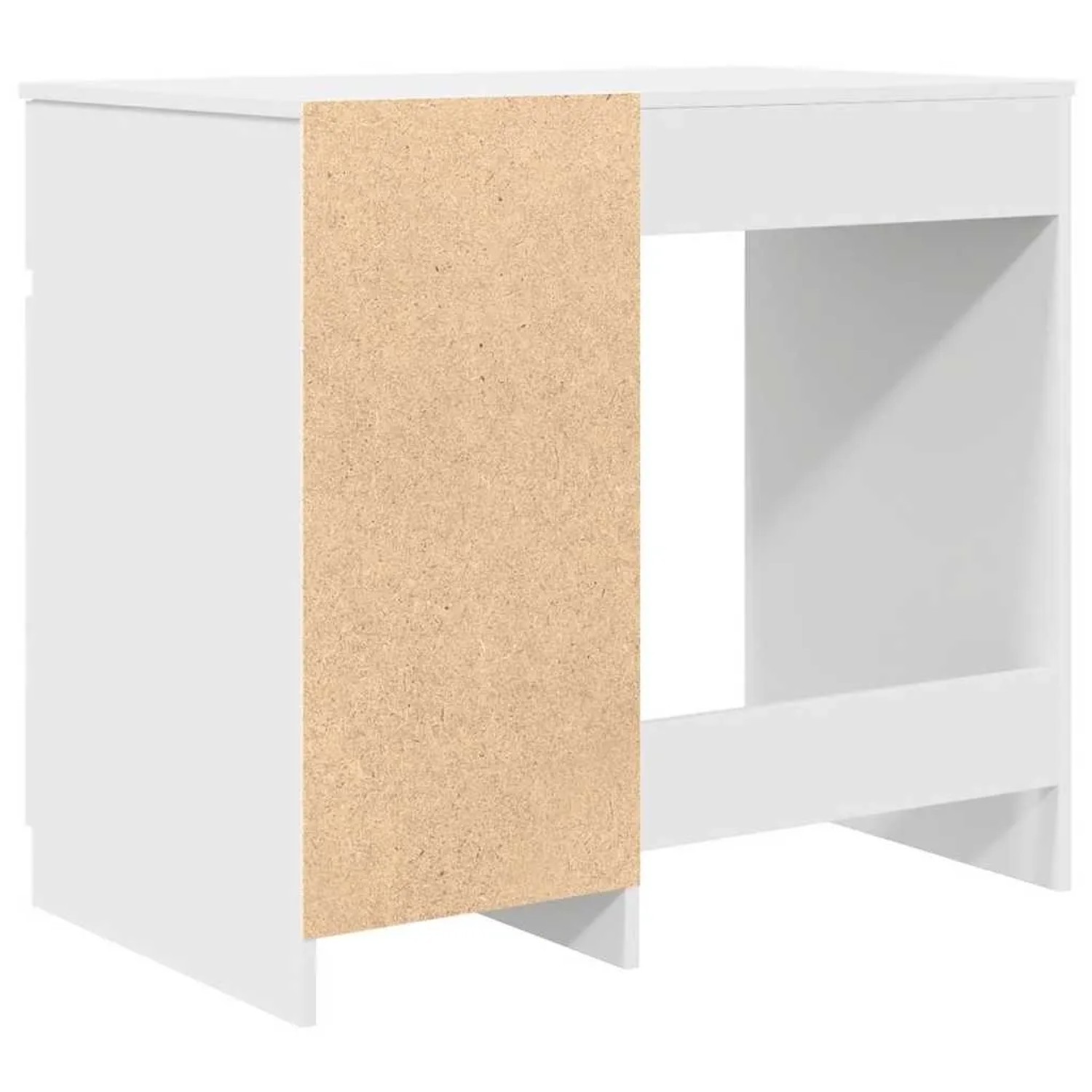 Weißer vidaXL Schreibtisch (86x49x76 cm) aus Holzwerkstoff mit Schublade und Tür.