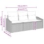 Braunes 3-tlg. vidaXL Garten-Sofa-Set aus Poly Rattan mit Maßangaben.