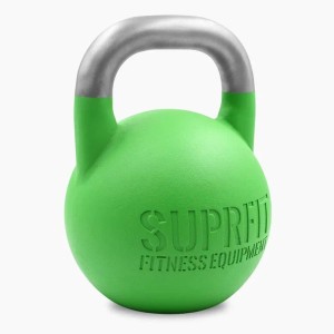 Grüne Suprfit Competition Kettlebell 24 kg mit silbernem Edelstahlgriff für Sport & Fitness Training.