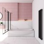 Badewanneaufsatz schwarz mit Seitenwand, 3-teilige Duschwand aus Glas, 130x140cm.