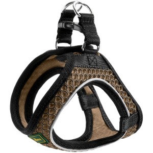 Braunes Hunter Hilo Comfort Hundegeschirr Gr. XS für kleine Hunde, atmungsaktiv und mit Reflektor.