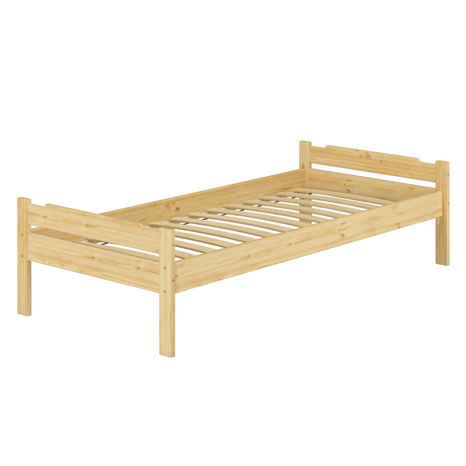 Erst-Holz Robustes Holzbett Einzelbett Kiefer Massiv 90 x 200 cm Modell 31 Federleisten