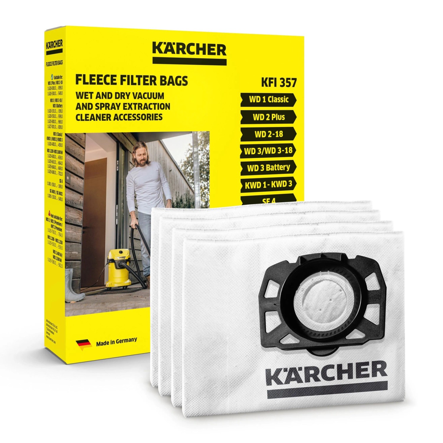 Kärcher Staubsaugerbeutel für WD 2 Plus / WD 3 (4 x)