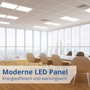Büro mit LUXULA LED Panel Rasterleuchten 62x62cm, neutralweißes Licht.