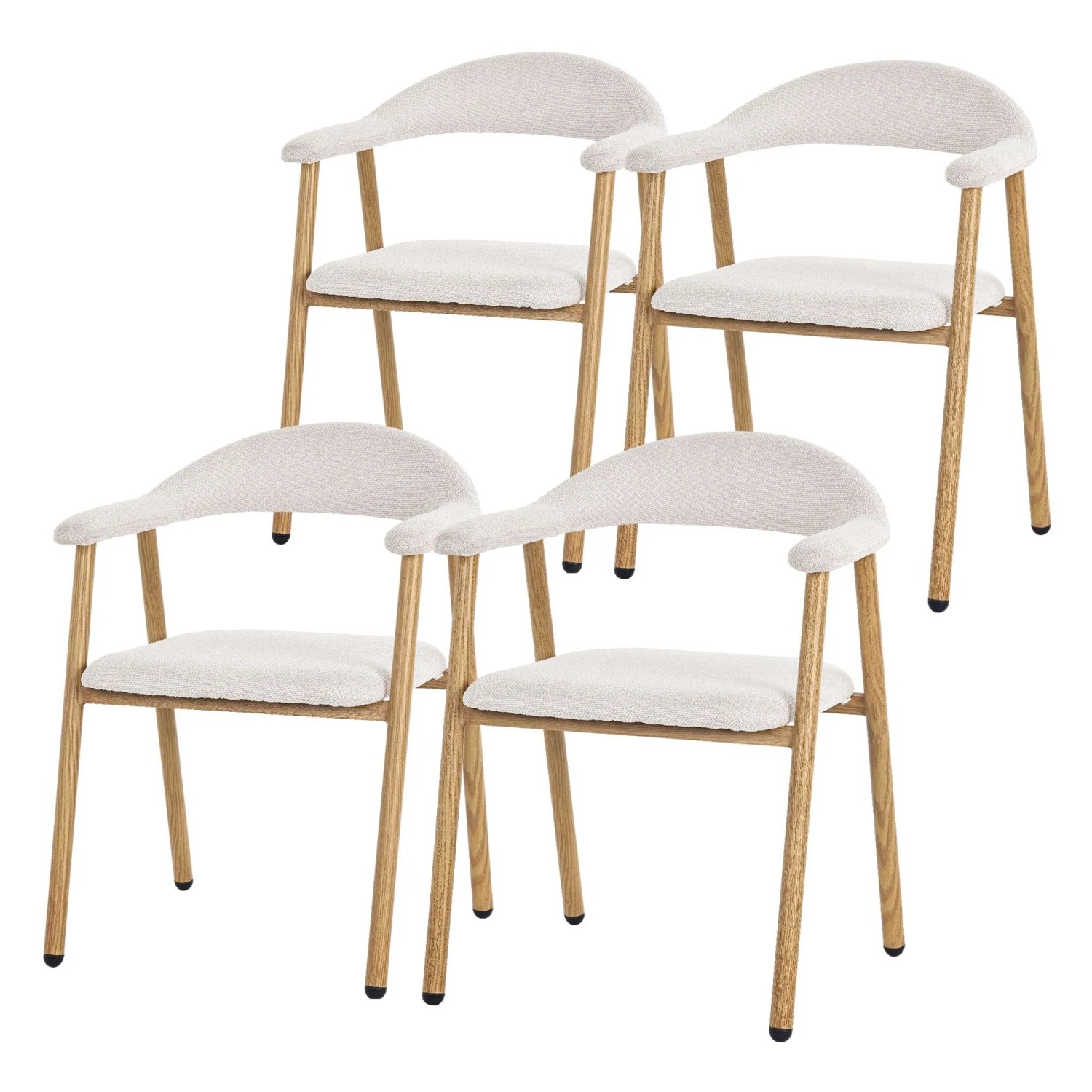 ML-Design Esszimmerstühle 4er Set Beige mit Webstruktur & Stahlgestell