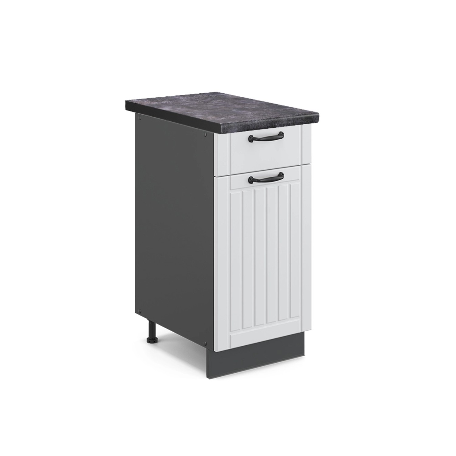 Vicco Küchenunterschrank Fame-Line Weiß Landhaus/Anthrazit 40 cm AP Eiche günstig online kaufen