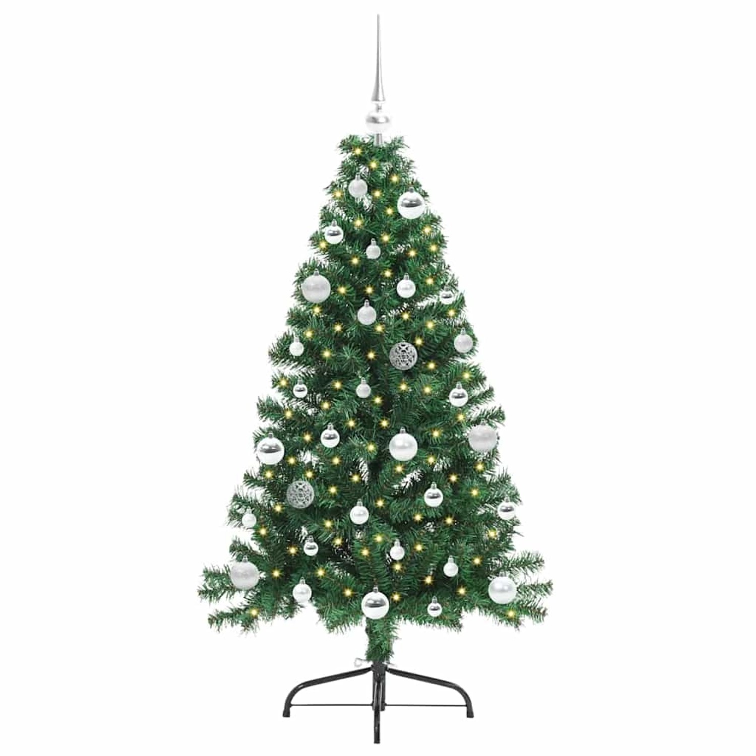 vidaXL Künstlicher Vorbeleuchteter Weihnachtsbaum Grün 150 cm PVC 3397003