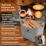 BLACK OAK Holzkorb MONTANA XL 60L Hellgrau – Filzkorb für Kaminholz & Brennholz mit Robusten Holzgriffen mit Echtleder-Applikation und Fronttasche_9