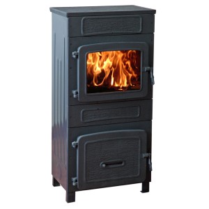 Wamsler Werkstattofen WO 109-8 aus Stahl mit Feuer im Brennraum.