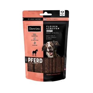 Chewies Fleischstreifen Soft Mini Pferd, 70g Packung. Hunde-Kaustreifen mit Pferdefleisch.