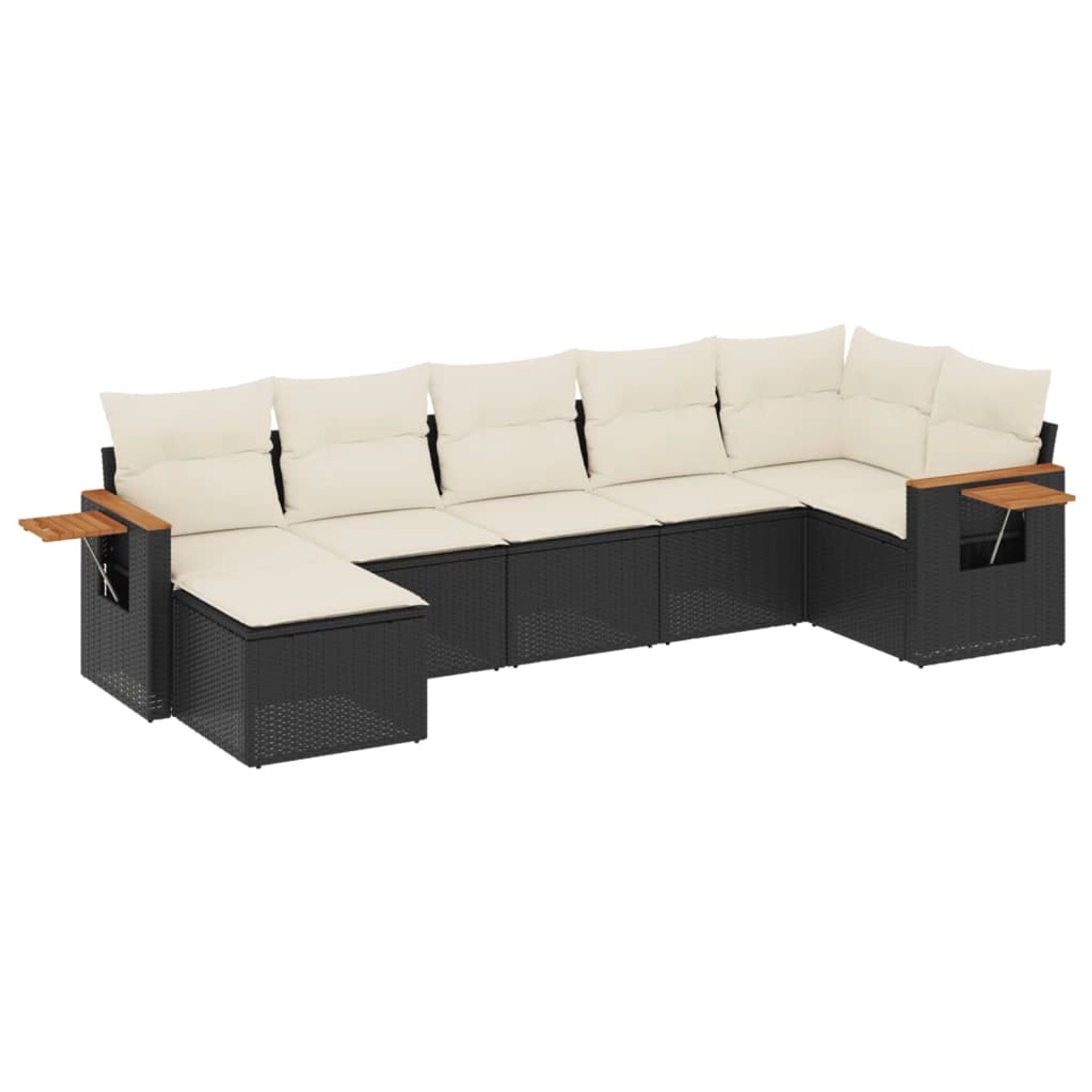 vidaXL 7-Tlg Garten-Sofagarnitur mit Kissen Schwarz Poly Rattan 3259431 günstig online kaufen