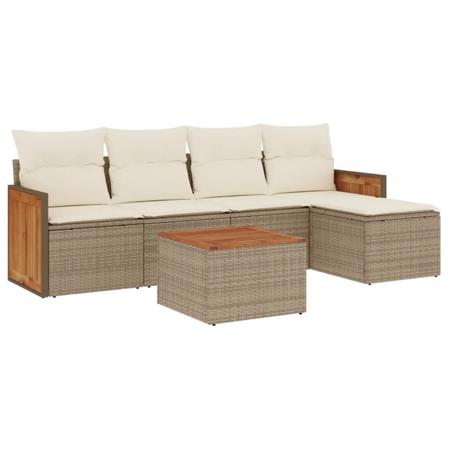 vidaXL 6-Tlg Garten-Sofagarnitur mit Kissen Beige Poly Rattan 3227605 günstig online kaufen