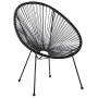 Schwarzer Beliani Cocktailsessel (90x70x87 cm) aus PE-Rattan und Stahl, ideal für Garten und Terrasse.