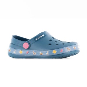 Blaue Blackfox Kinderclogs Kansas Gr. 20/21 mit Tiermotiven, ideal für Gartenarbeiten.