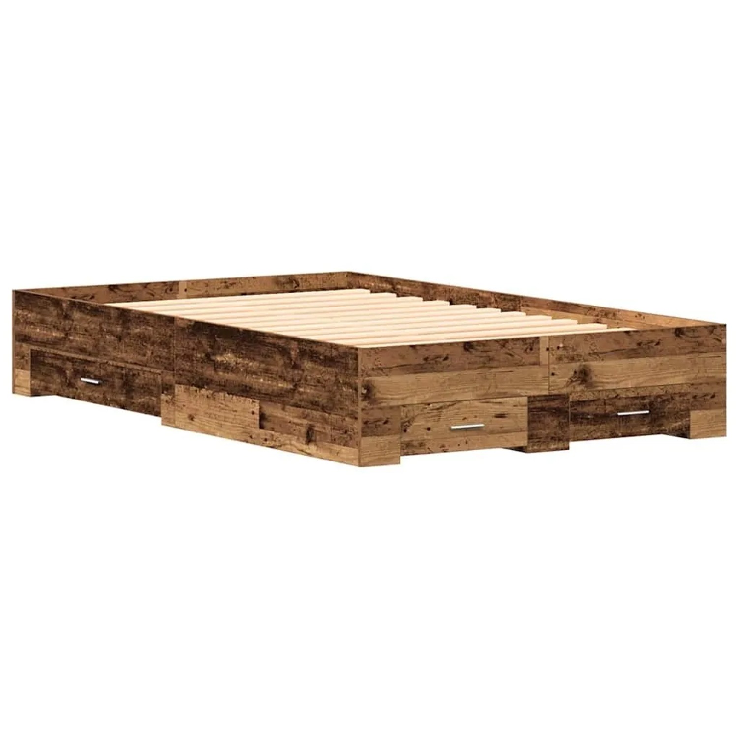vidaXL Bettrahmen mit Schubladen Altholz 120 x 190 cm Holzwerkstoff 3333978 günstig online kaufen