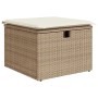 Beiger Gartenhocker aus Rattan mit Kissen und Stauraum, Teil des vidaXL Garten-Sofa-Sets.