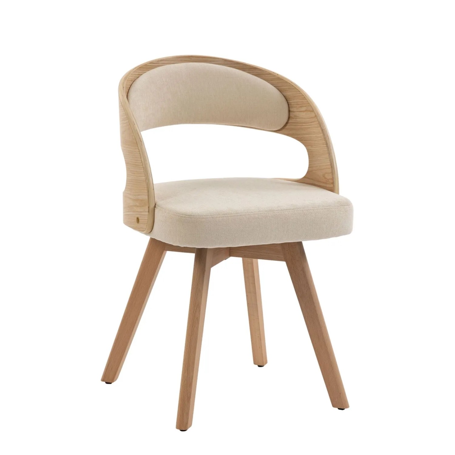 PXloue 2er-Set Esszimmerstühle Drehbar Küchenstuhl  Beige Leinen mit Buchenholzbeinen für Küche