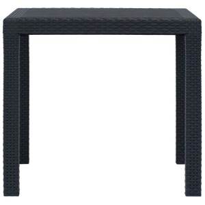 Quadratischer Gartentisch Furnicato in Anthrazit, Rattan-Optik, 79x79x72 cm, aus robustem Kunststoff.