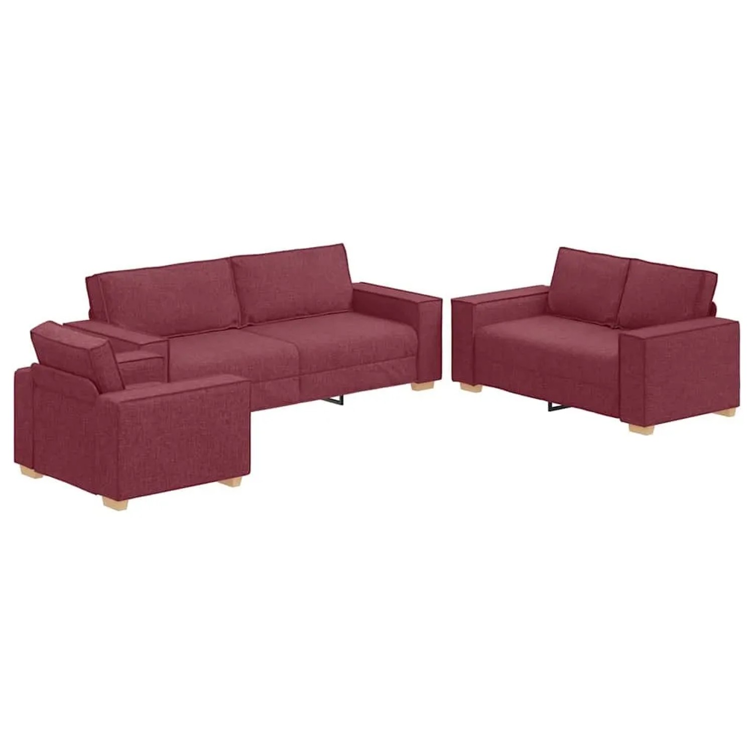vidaXL Sofa 3 Stk Weinrot 220 x 80 x 84 cm Leinenmischgewebe 3324612