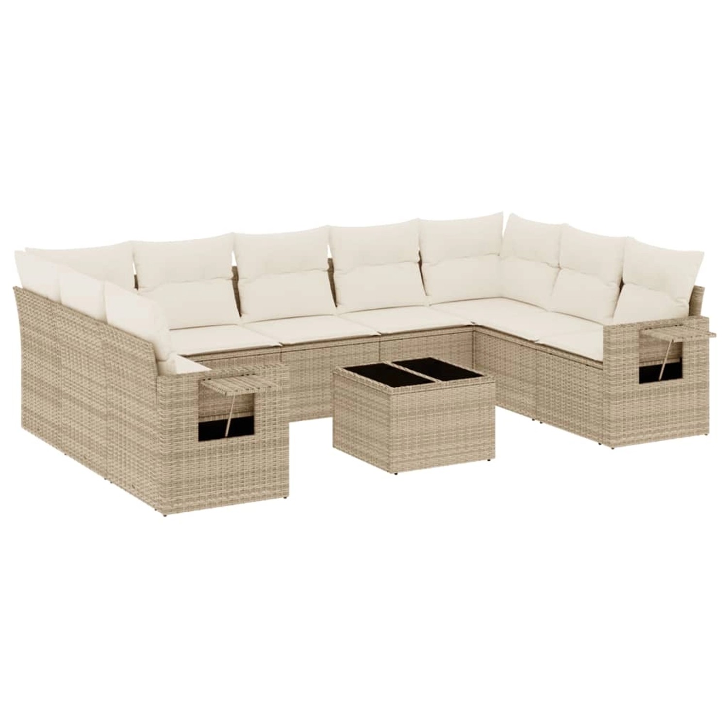 vidaXL 10-Tlg Garten-Sofagarnitur mit Kissen Beige Poly Rattan 3252945 günstig online kaufen