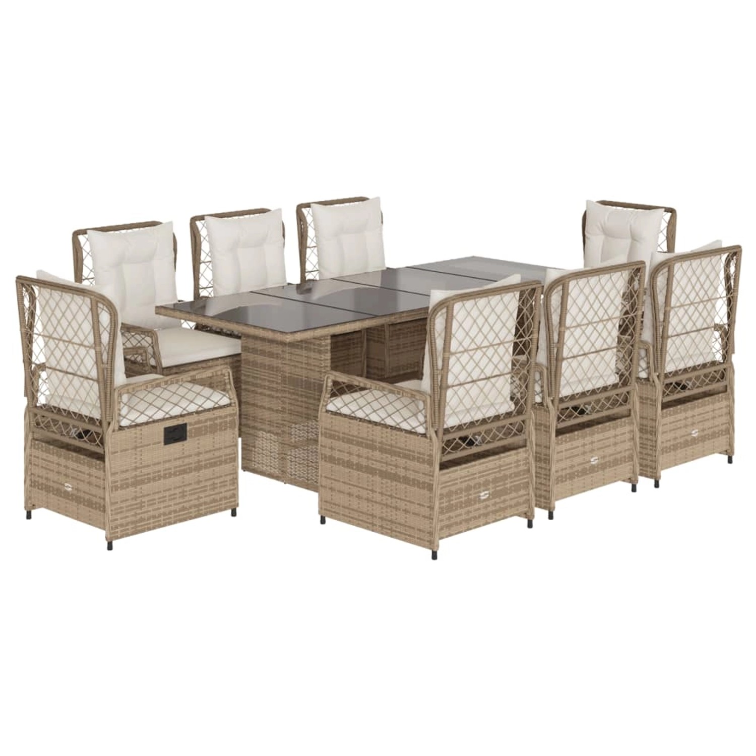 vidaXL 9-tlg Garten-Essgruppe mit Kissen Beige Poly Rattan Modell 48 günstig online kaufen