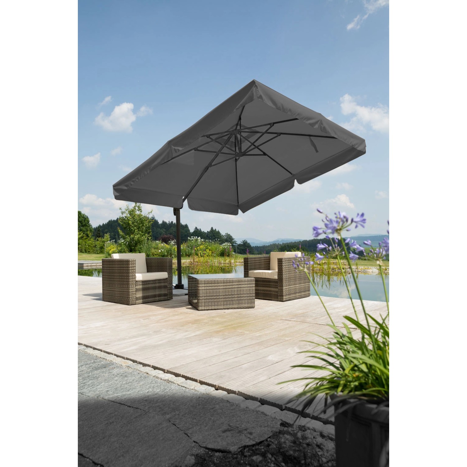 Schneider Schirme Ampelschirm Rhodos 300 cm x 300 cm Anthrazit kaufen