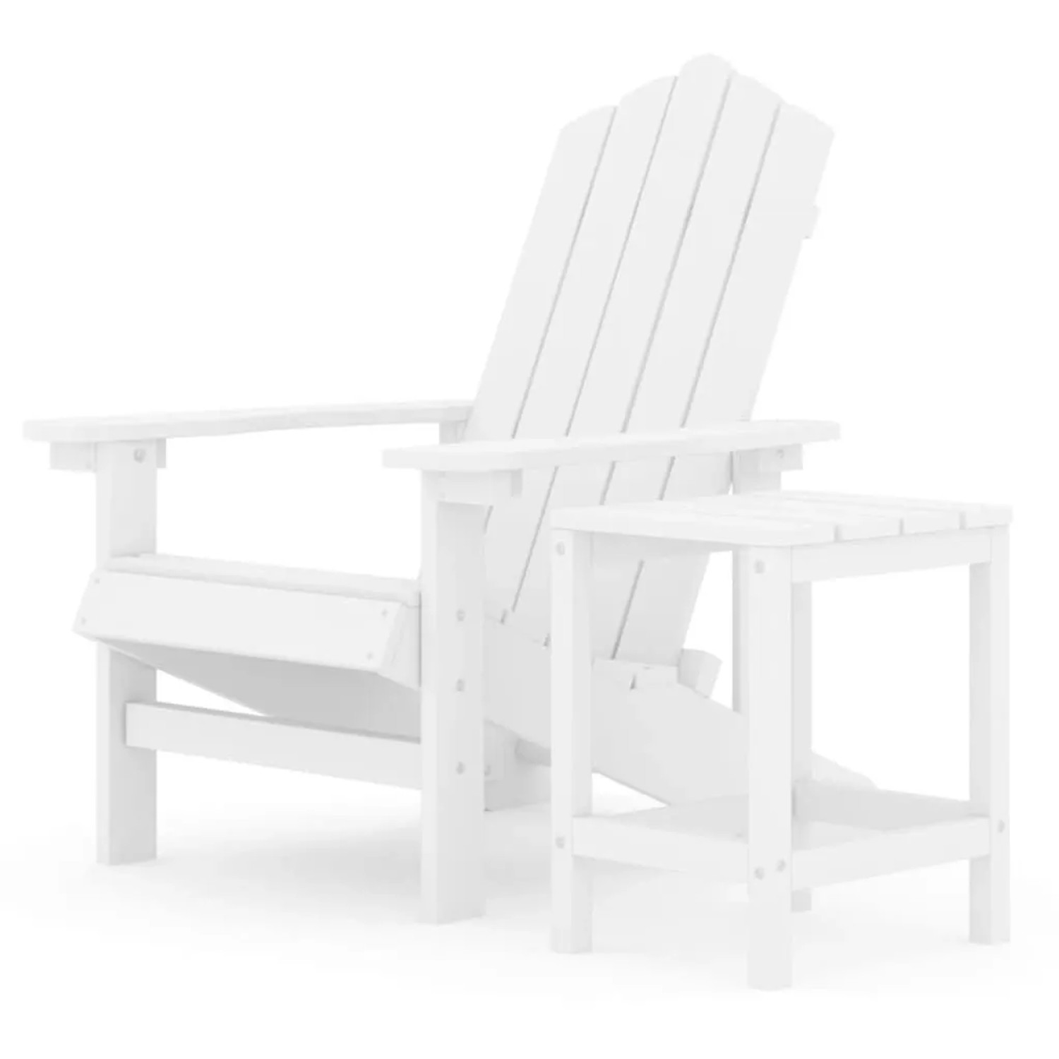 Furnicato Adirondack-gartenstuhl Mit Tisch Hdpe Weiß